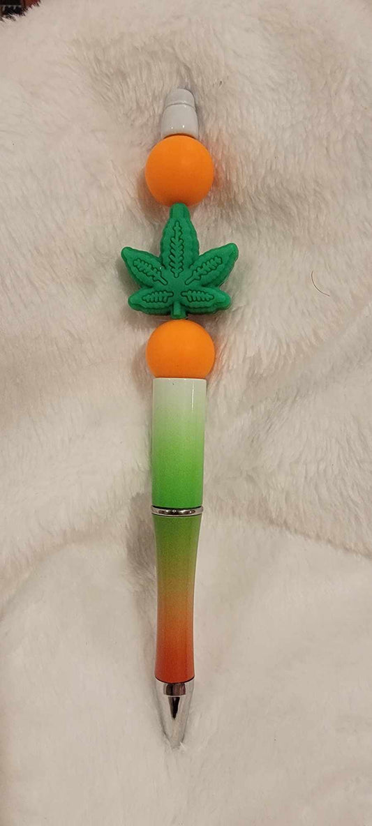 Green & Orange Leaf Pen #12